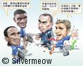 Football Comic Jan 08 - We must leave now:Didier Drogba, Salomon Kalou, Avram Grant, Andriy Shevchenko