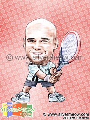体育明星肖像漫画 - 阿加西 (网球)